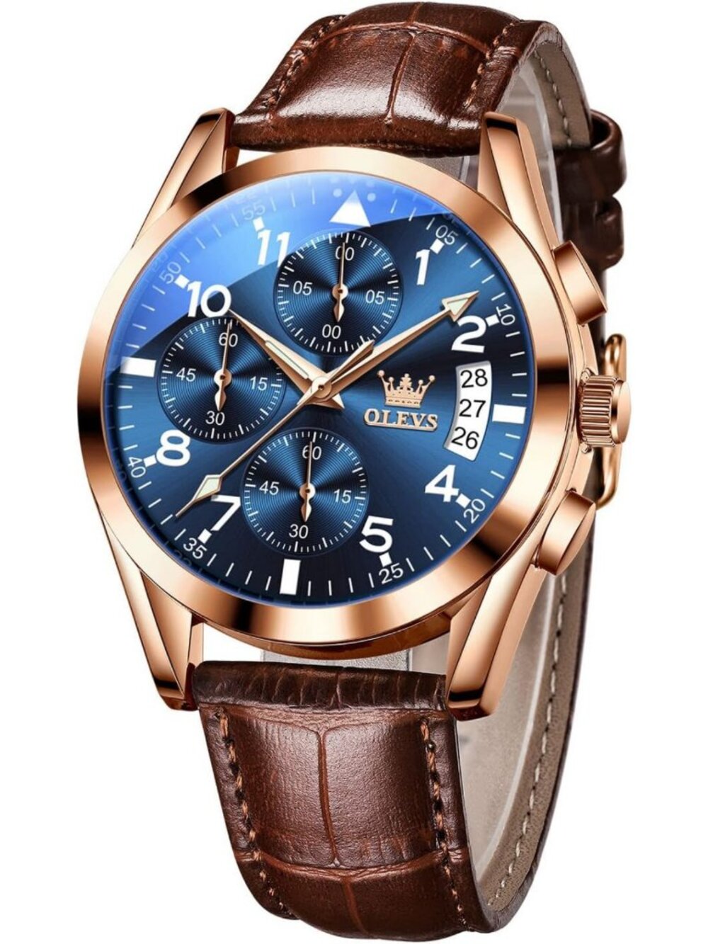 Stylish Men's Casual Leather Chronograph Watch - Big Face, Durable & Versatile